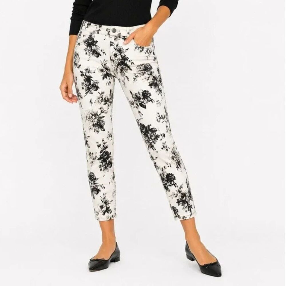 NWOT White House Black Market Floral Print Ankle Capri Length Jeans Sz 10
